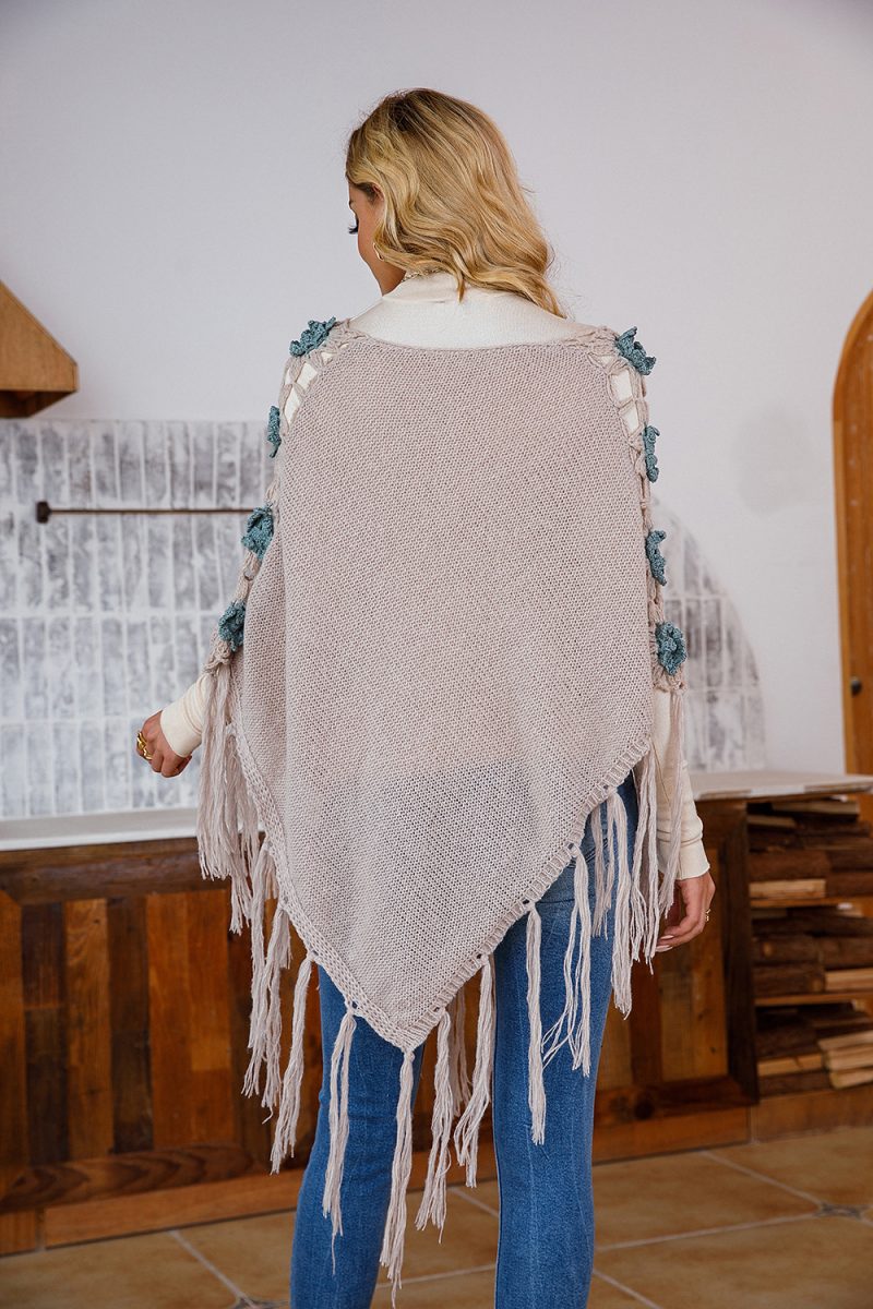 Vacation Hand Crocheting Tassel Shawl Cardigan Bikini Sexy Size Floral Block Cloak - Image 5