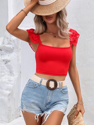 Popular Summer Red Casual Camisole Top Women Clothing