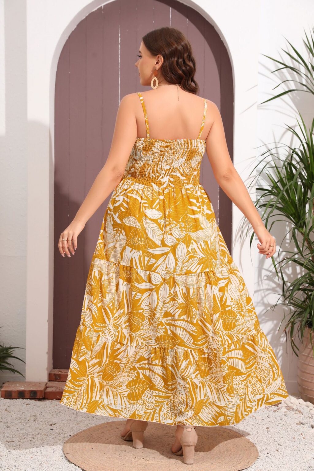 Plus Size Women Clothing Spaghetti-Strap Floral Print Dress - Image 5