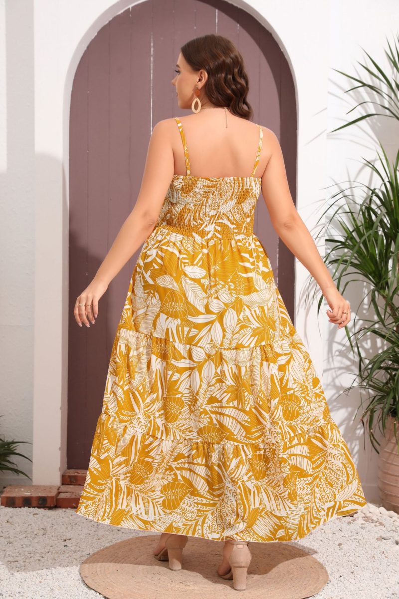 Plus Size Women Clothing Spaghetti-Strap Floral Print Dress - Image 5