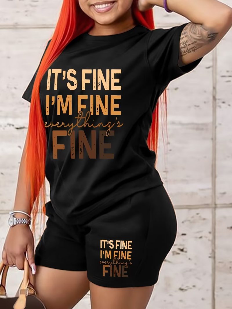 Model Women Suit Short Sleeved Shorts Oversized Loose Fitting Pattern Print Suit - Image 2