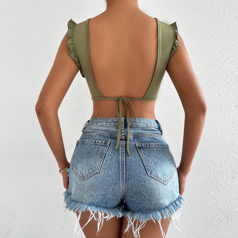 Women Clothing Design Backless Lace-up Vest Women Inner Wear Outer Wear Summer Base Vest T-shirt Top - Image 3