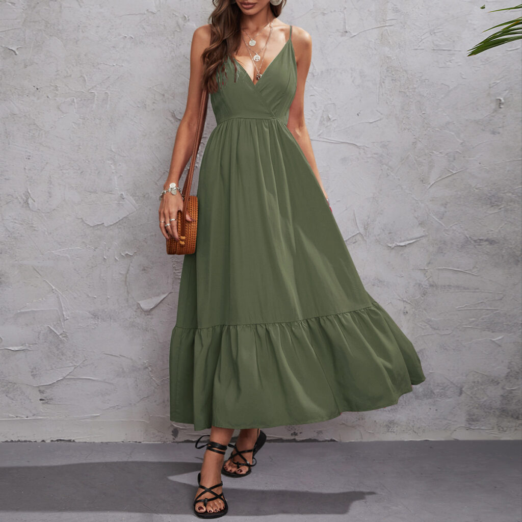 Summer Big Red Cami Dress Women Pleated Women's Dress