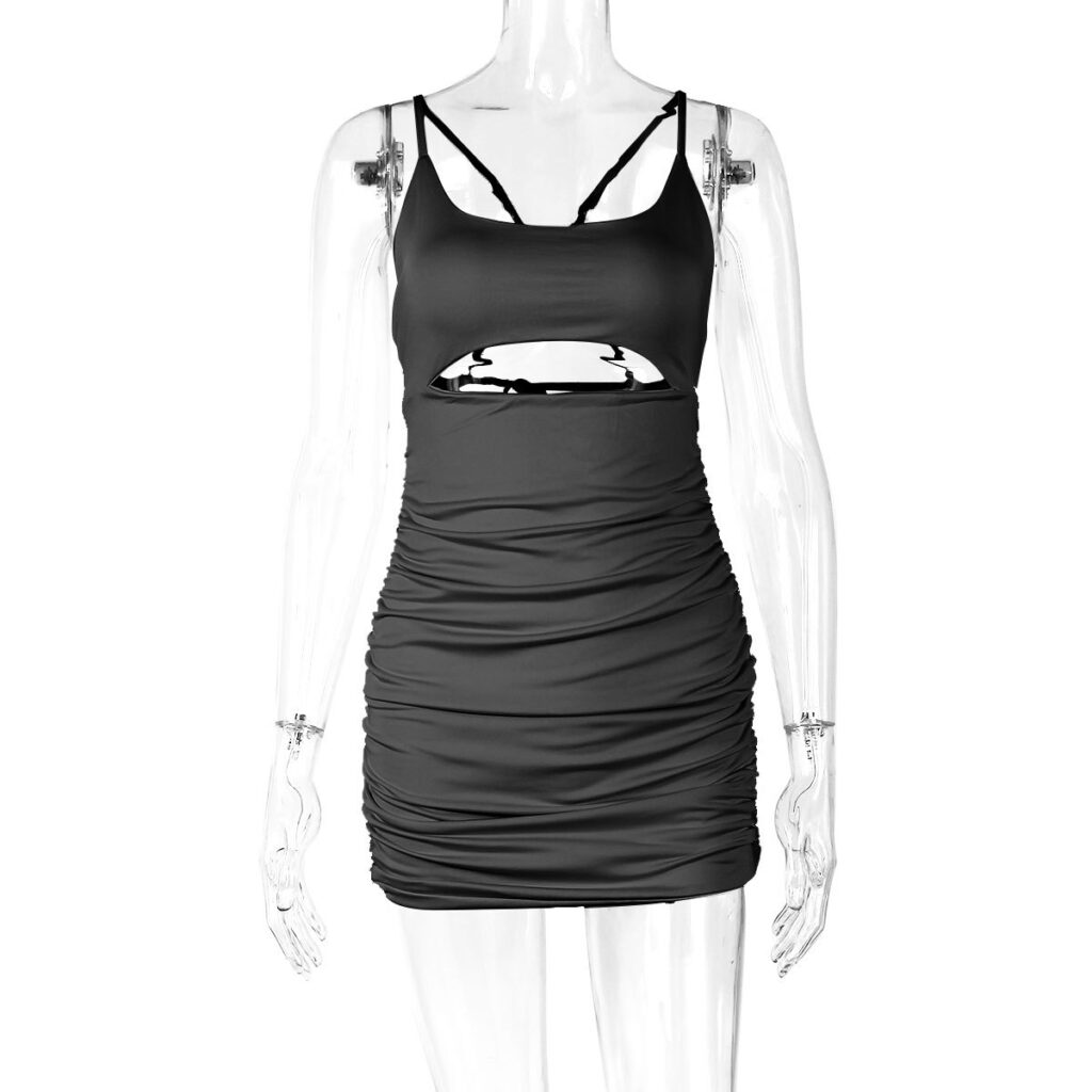 Summer Hollow-out Tight  Backless Lace-up Tube Top Sexy Sheath Dress - Image 5