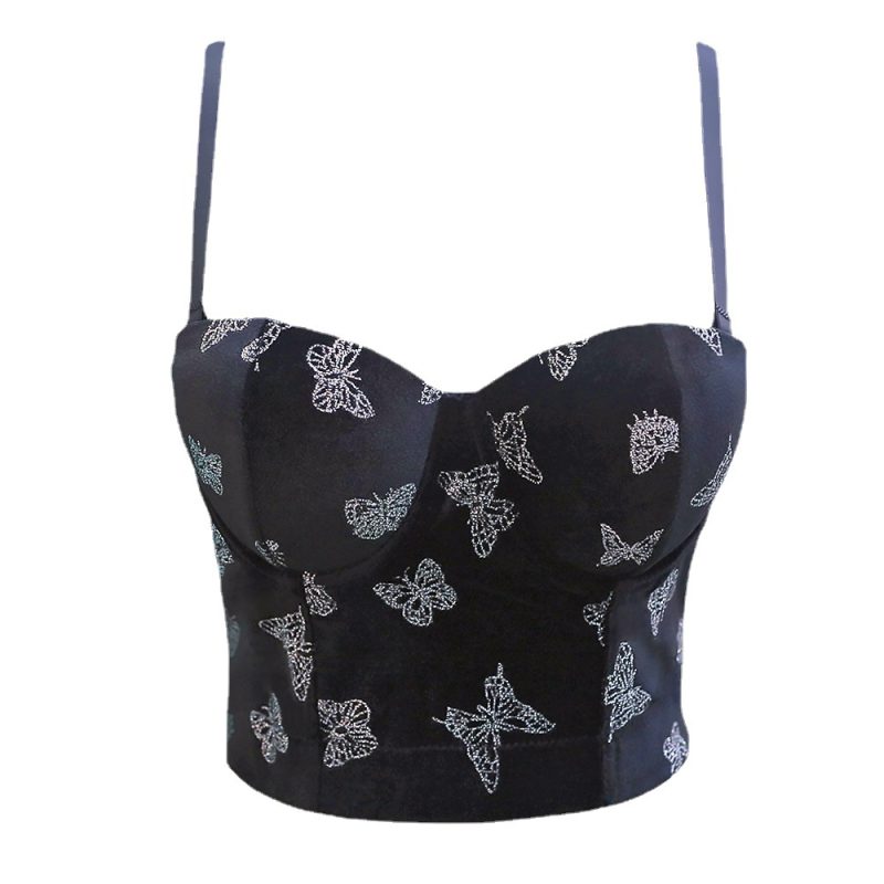 French Velvet Butterfly Print Camisole Women Summer Niche Tank-Top All-Matching Fashionable Outerwear Bra - Image 5