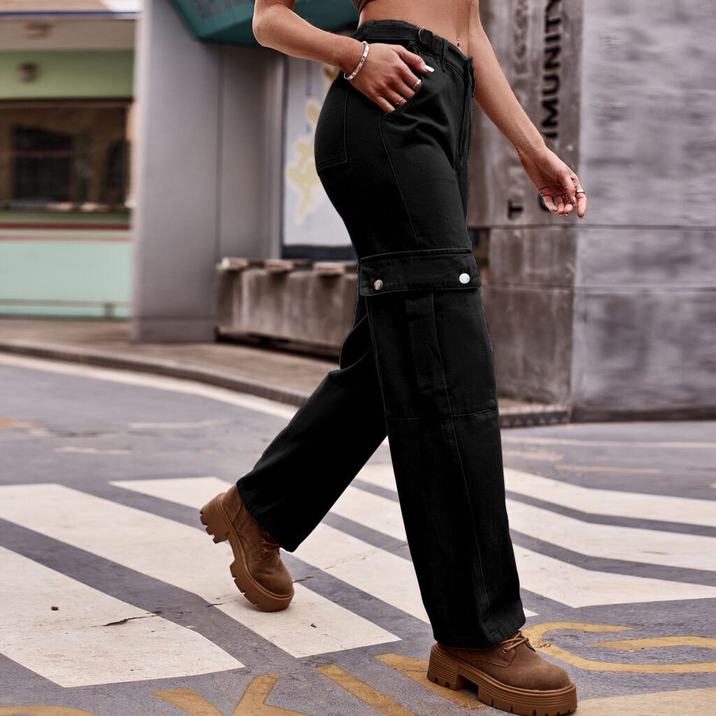 Women Clothing Adjustable Waist Denim Overalls Casual Trousers - Image 4