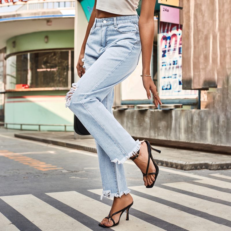 Summer Denim Ripped Trousers Internet Celebrity Women Clothes Casual Pants - Image 4