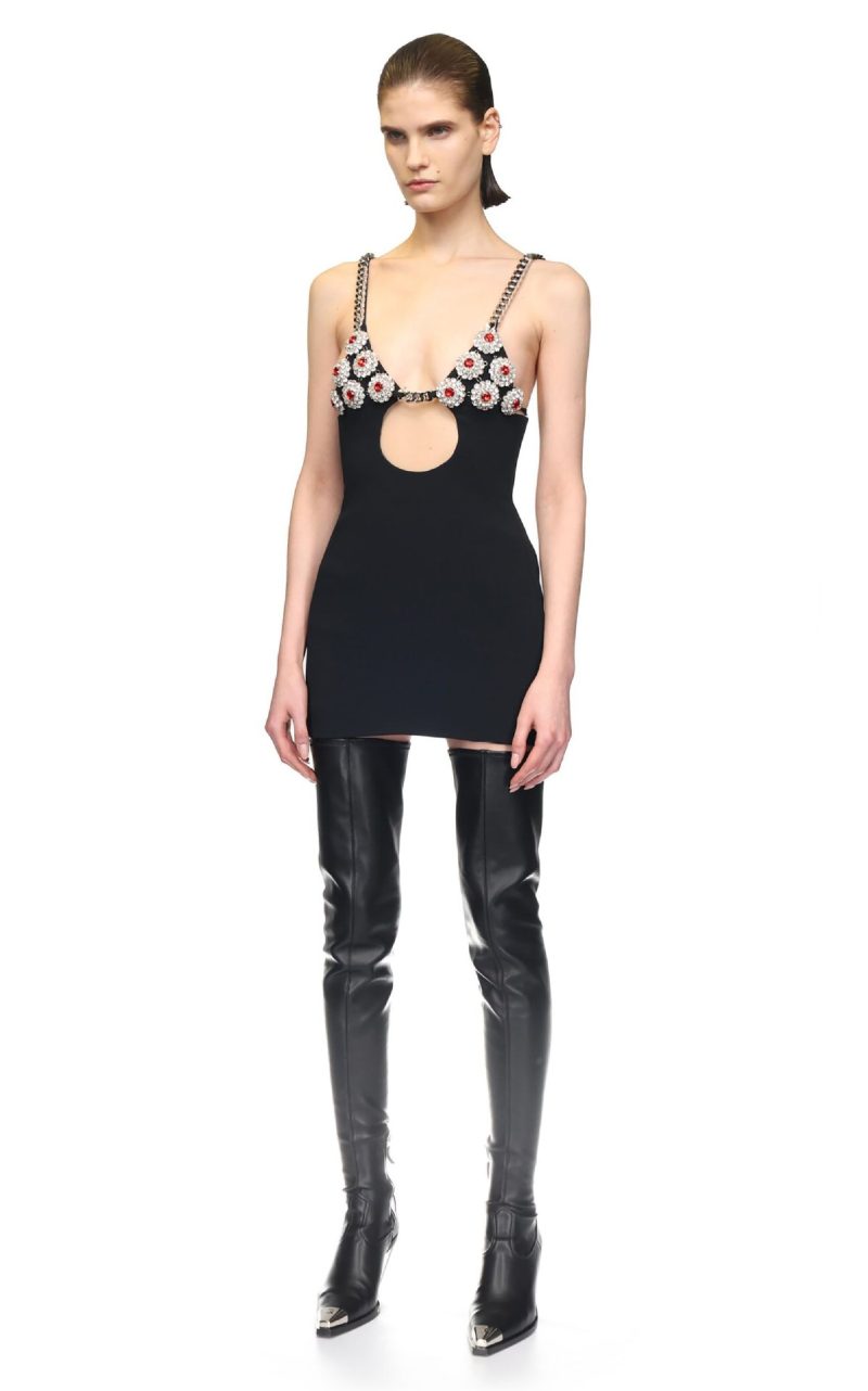 Summer Hollowed Out Sleeveless Rhinestone Floral Dress Women Clothing Bandage One Piece Dress Women - Image 2