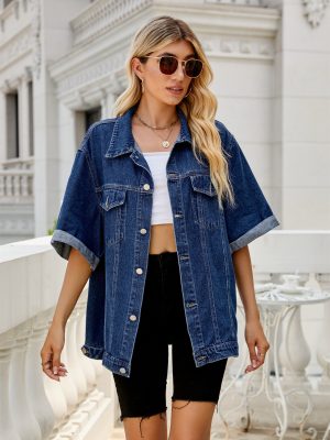 Women Sleeve Loose Casual Denim Jacket Trendy Women