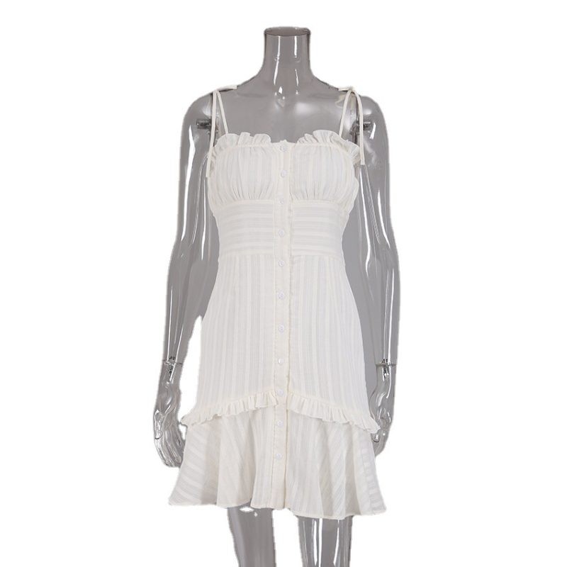Summer White Dress Slim White Dress Cotton Waist-Tight Sexy - Image 5