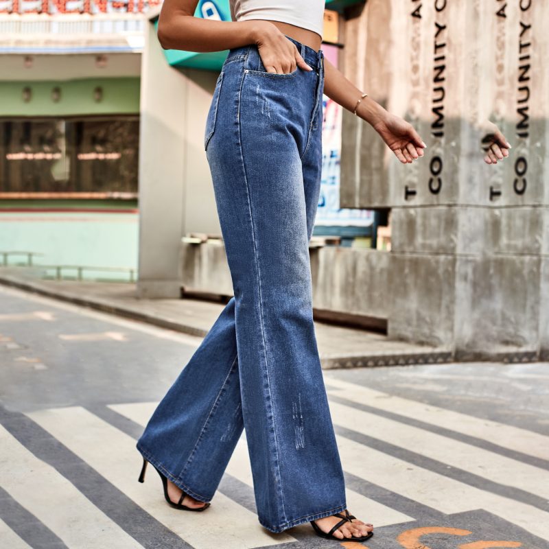 All Match Mid Waist Washed Skinny Denim Pants Casual Pants Women - Image 3