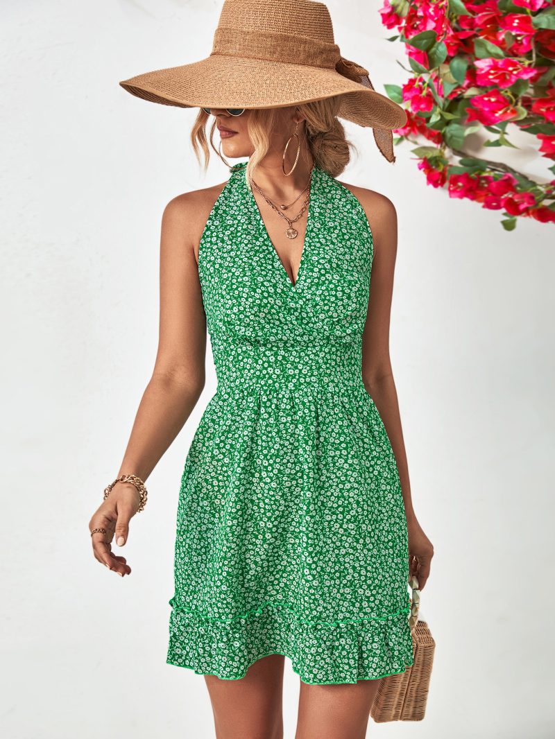 Popular Halter Backless Ruffled Dress - Image 2
