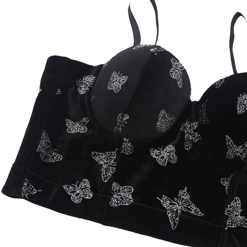 French Velvet Butterfly Print Camisole Women Summer Niche Tank-Top All-Matching Fashionable Outerwear Bra - Image 2
