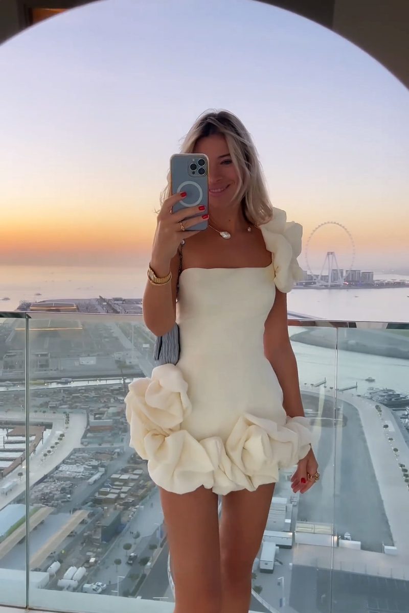 Summer Women Clothing Dress Ruffled Bud Waist Dress One Shoulder Tube Top Hip Dress - Image 3