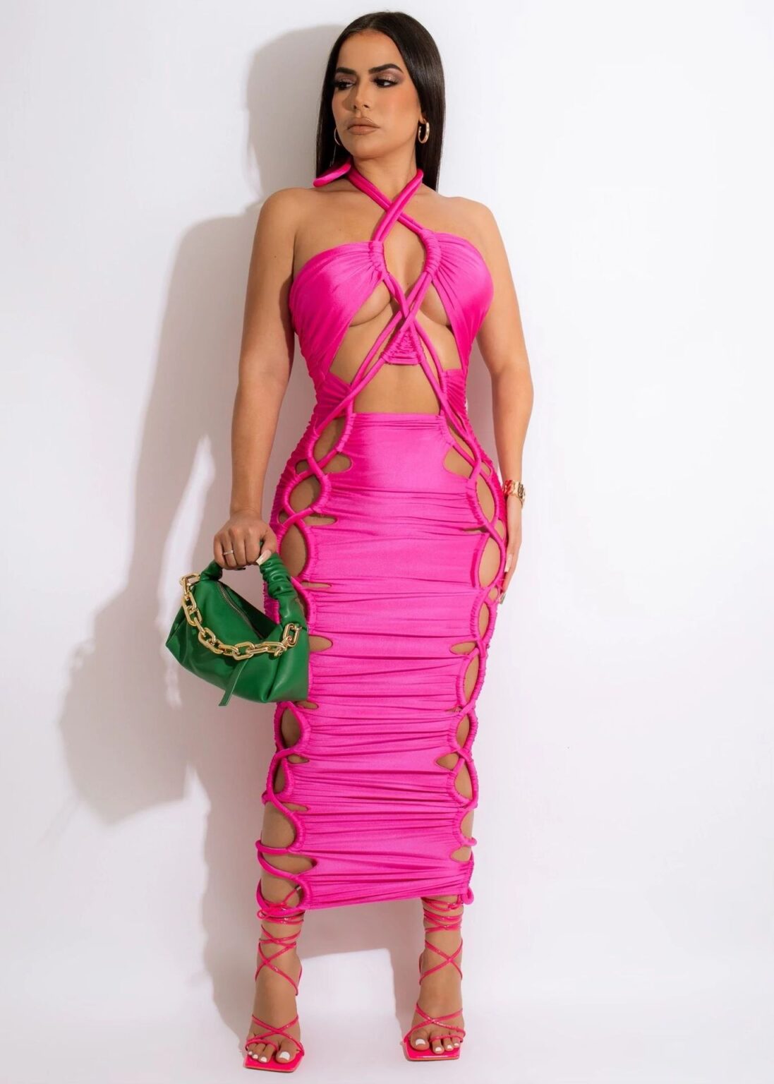 Women Clothing Halter Cut-out Tight Dress Sexy Suspenders Nightclub Dress - Image 3