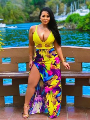 Plus Size Sexy Printed Beach  Dress