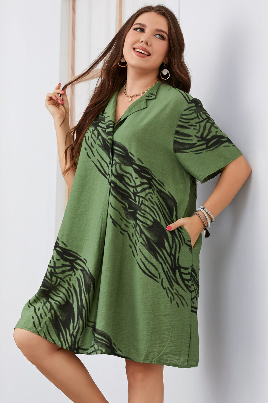 Plus Size Women Dress Popular Short Sleeve Loose Dress