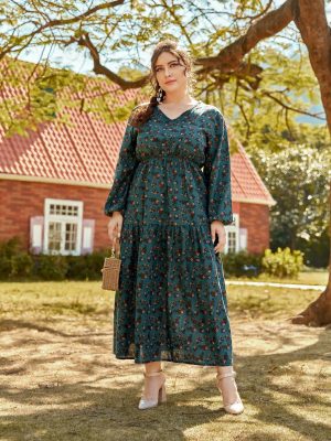 Plus Size Printed Loose Dress Popular Women Clothing