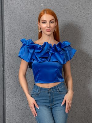 Women Bubble Ruffle Top Summer Women