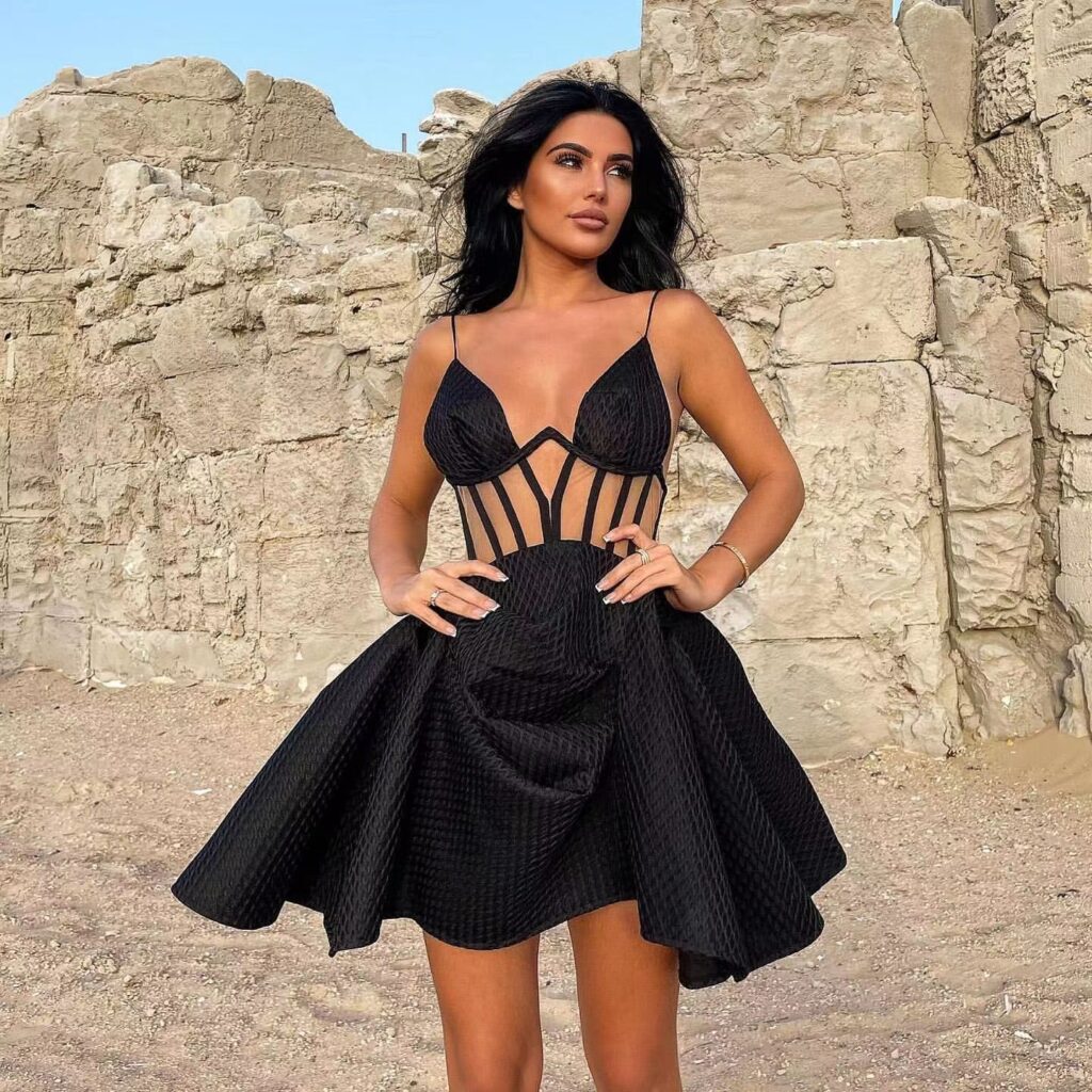 Summer Suspender Skinny Slimming Suspender Full Polyester Dress Sexy Short Evening Dress - Image 2