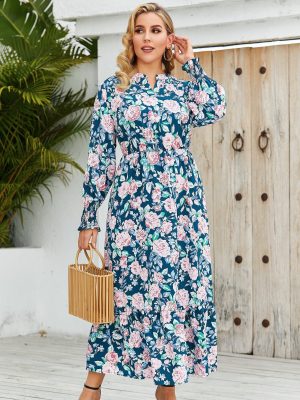 Plus Size Women Clothing Arrival Best-Selling Loose Stylish Long Sleeves Dress