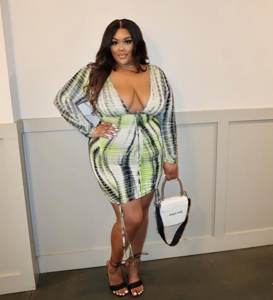 Plus Size Popular  Printed V Neck Sexy Crumpled Hip Dress - Image 2