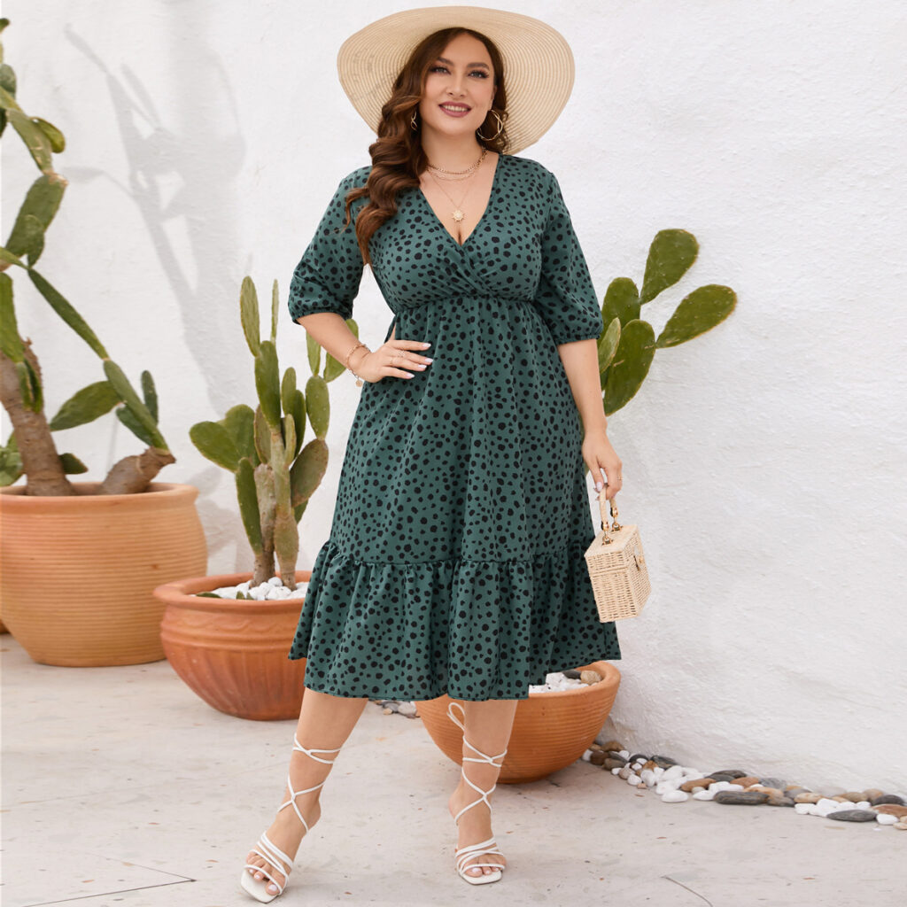 Plus Size Dress Women Clothing Leopard Print Ruffle Dress - Image 2