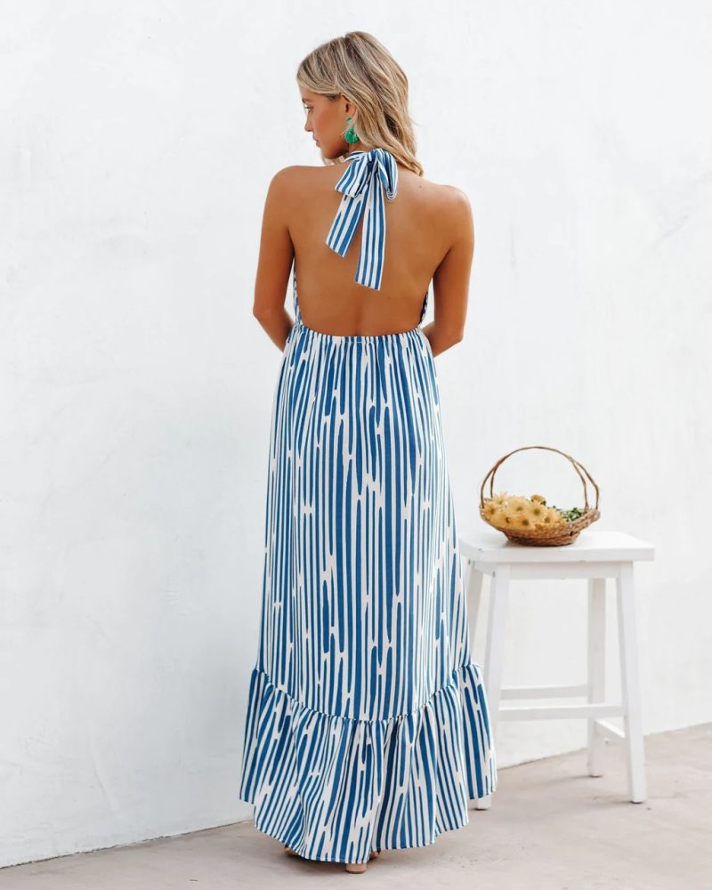 Pleated Backless Halter Elegant Dress Dress Women  Clothing - Image 5