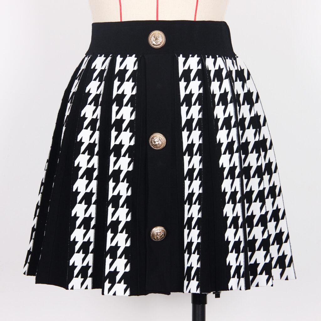 Spring Summer Simple Elegant High Quality Knitted Houndstooth Little Short Dress Internet Celebrity A  line Skirt - Image 2