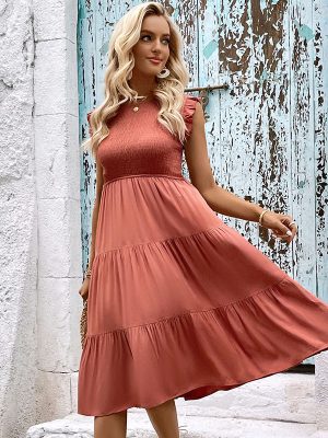 Summer Women Clothing Slim Solid Color Dress Women