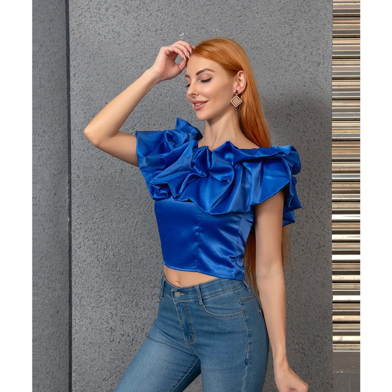 Women Bubble Ruffle Top Summer Women - Image 3