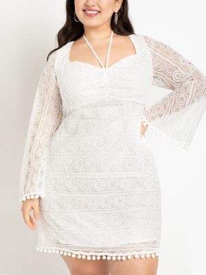 Plus Size Women  Lace Dress High-End Sexy Lace Short Dress