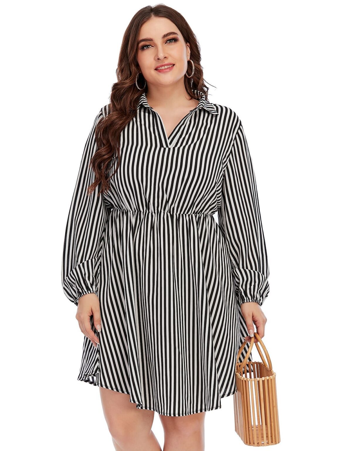 Plus Size Women Clothing Arrival Best-Selling Loose Fashion Striped Dress - Image 3