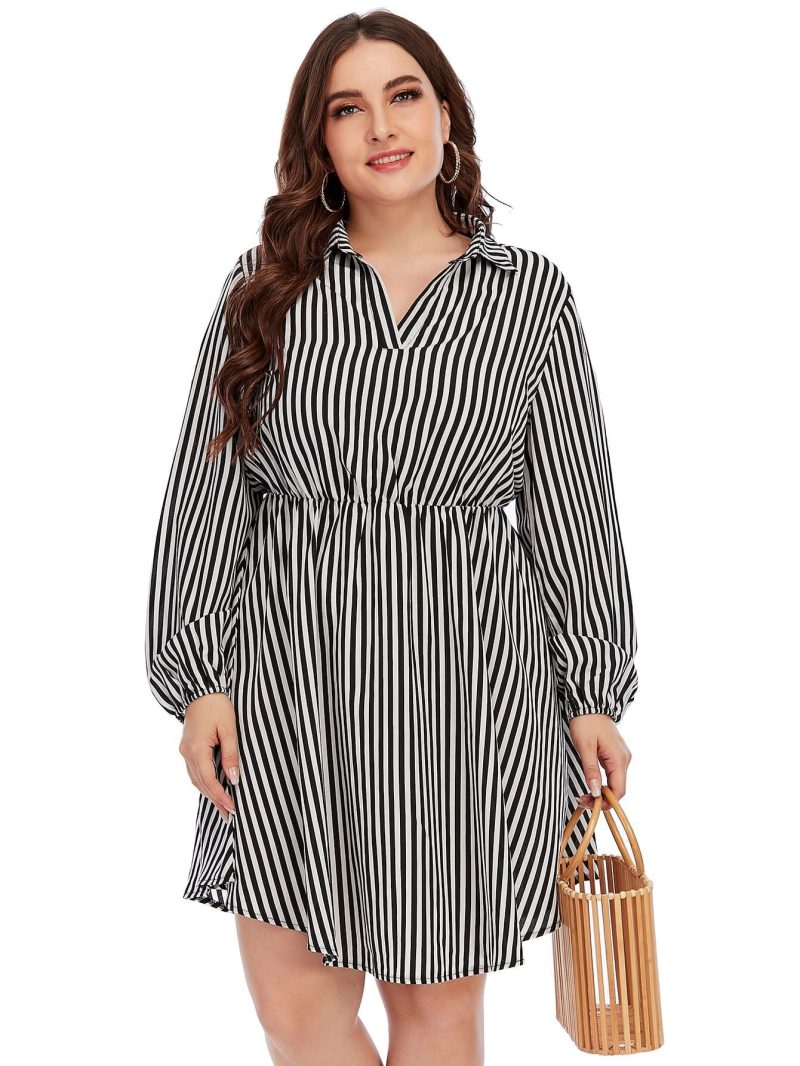Plus Size Women Clothing Arrival Best-Selling Loose Fashion Striped Dress - Image 3