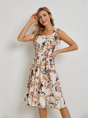 Summer Camisole Strap Printing Dress Women