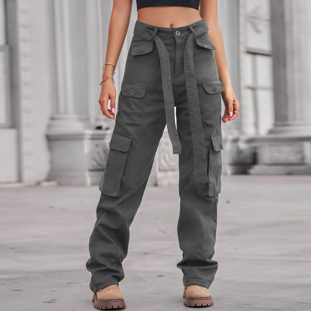 Washed Denim Multi-Pocket Heavy Industry Casual Working Pants Trousers - Image 3