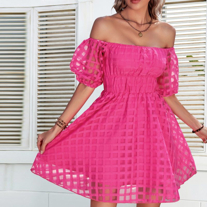 Self Developed Sexy Chest Wrapped off Shoulder Puff Sleeve Fashionable See through Backless High Waist Short Women Dress - Image 2