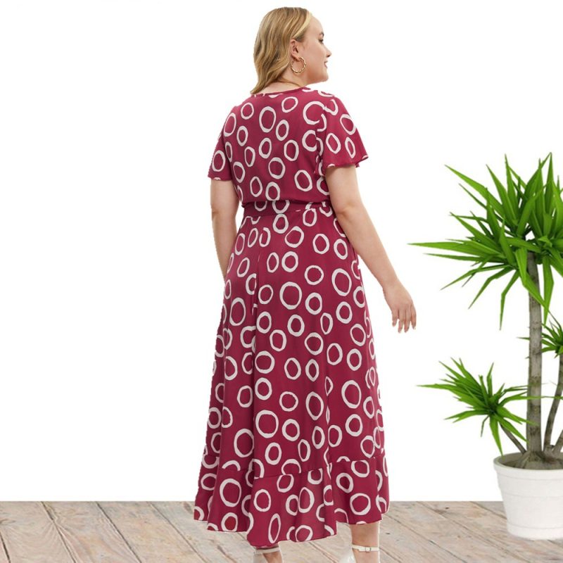 Plus Size Women Clothing Summer Short Sleeve Dress Maxi Dress - Image 4
