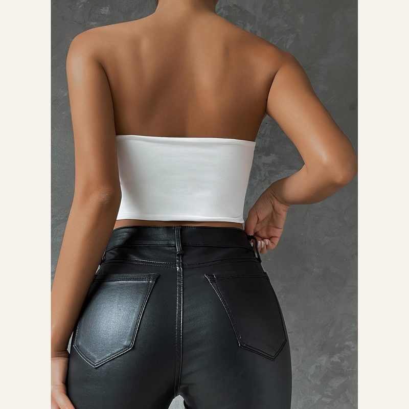 Summer Drawstring Vest Wrapped Chest Women Clothing Sexy Cutout Minicoat Women Base Tube Top - Image 3