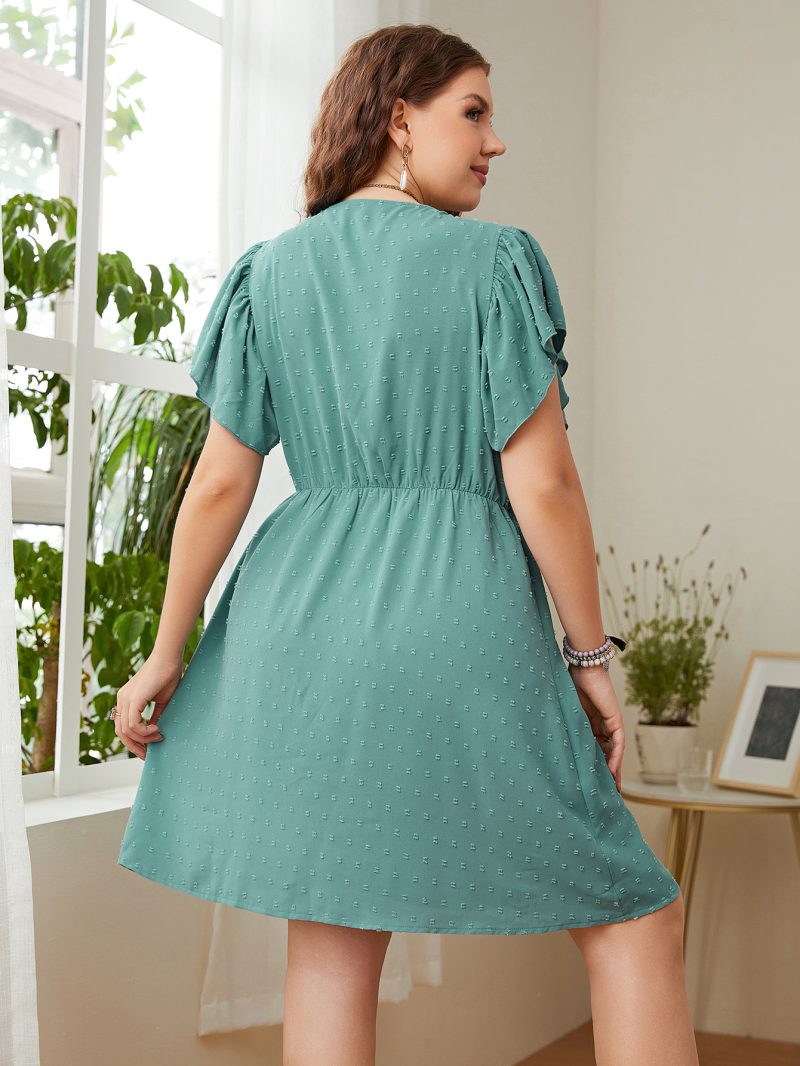 Plus Size Women Clothing Slimming Loose Short Sleeve Dress - Image 4