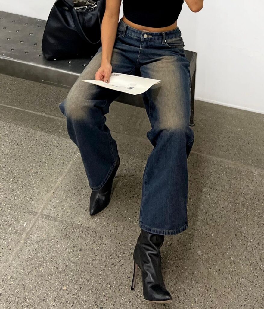 High Street Vibe Retro Distressed Straight-Leg Pants Women Loose   Slimming Wide Leg Denim Trousers - Image 2