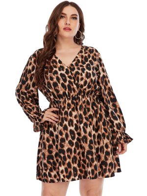 Plus Size Women Clothing Loose Printed Dress Women Clothing