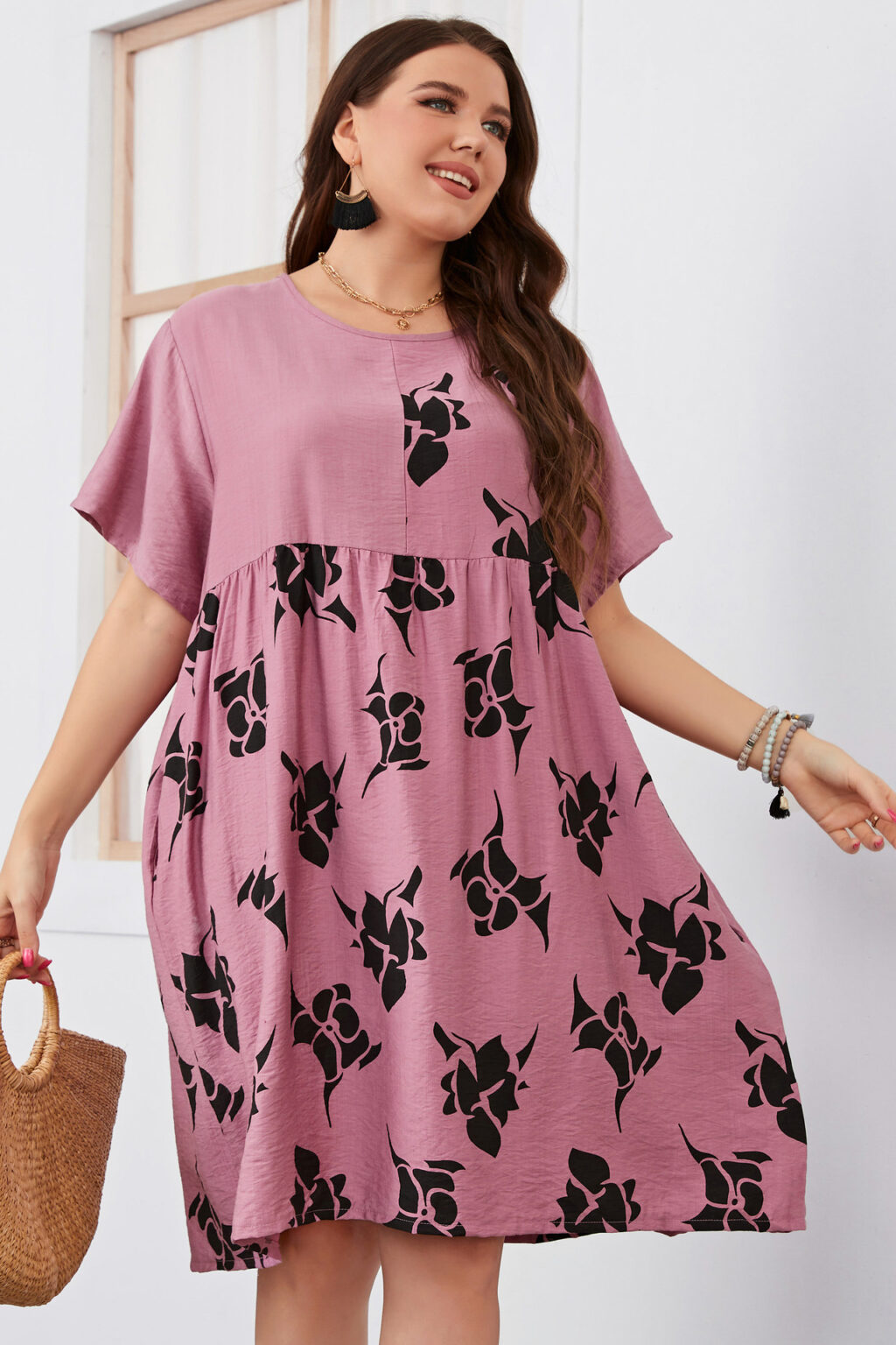 Plus Size Mid-Length Swing Office Loose Dress  Girls Women Clothing