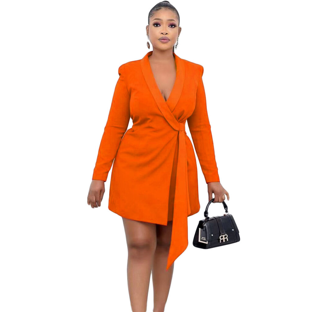 Plus Size Autumn Office Office Slim Fit Lace up Suit Dress  Dress - Image 5
