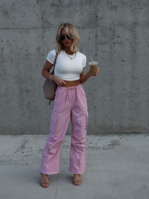 Street Overalls High Street Bright Color Loose String Clip Ankle Banded Slacks All Matching Pants