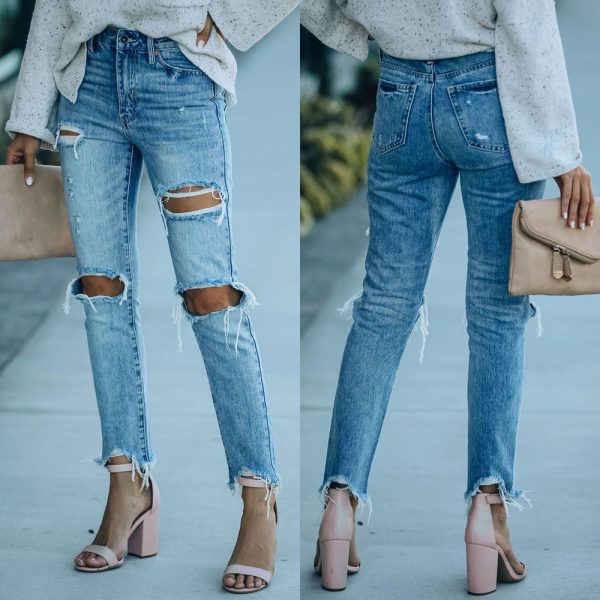 Ripped Street Slimming All-Matching Jeans Cropped Pants Casual Pants Women - Image 5