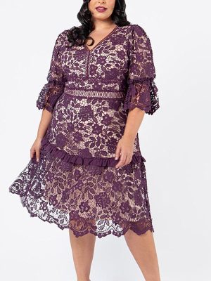 Plus Size Loose Summer Dress Slimming Lace Double Layer