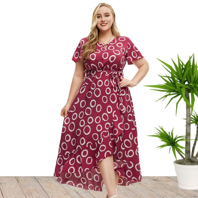 Plus Size Women Clothing Summer Short Sleeve Dress Maxi Dress - Image 3