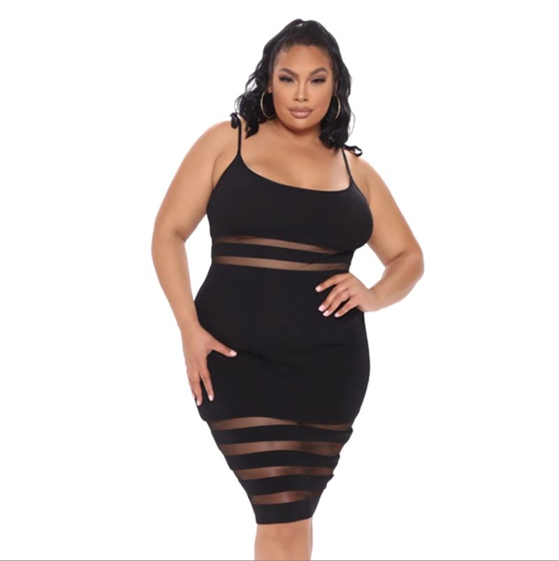 Plus Size One-Step Dress Solid Color Dress Sexy Hip Lifting Dress - Image 4
