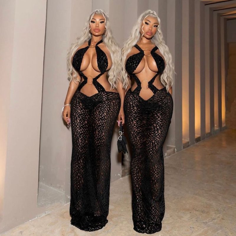 Women Clothing Summer See through Backless Steel Ring Graceful Fashionable Dress - Image 3
